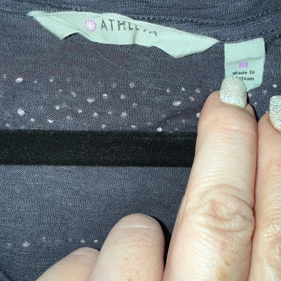 Athleta Navy and White Striped Short Sleeve Tee - Picture 3 of 3